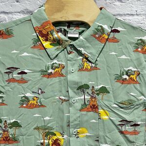 Lion‎ King Mufasa Simba Timon Flowers Tropical Hawaiian Print Shirt Size 2XL XXL